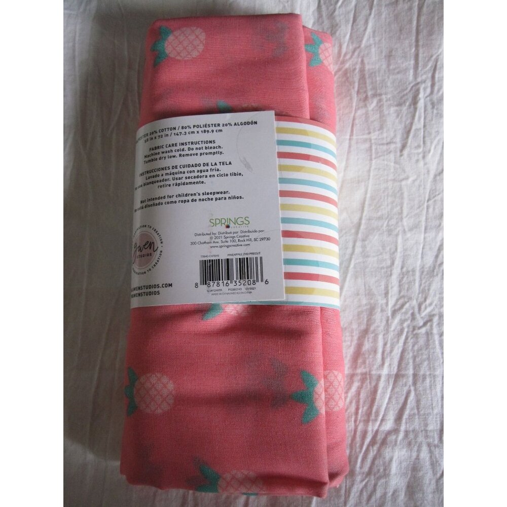 New Precut 2 Yards of Peach Pineapple Summer Fun Fabric 58"x72" Polyester/Cotton - Picture 2 of 3
